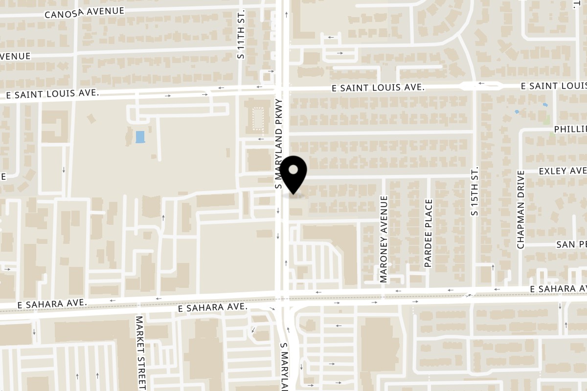 Map showing the location of Birria - Bite los Arcos Maryland Pkwy on 2201 S Maryland Pkwy in Las Vegas